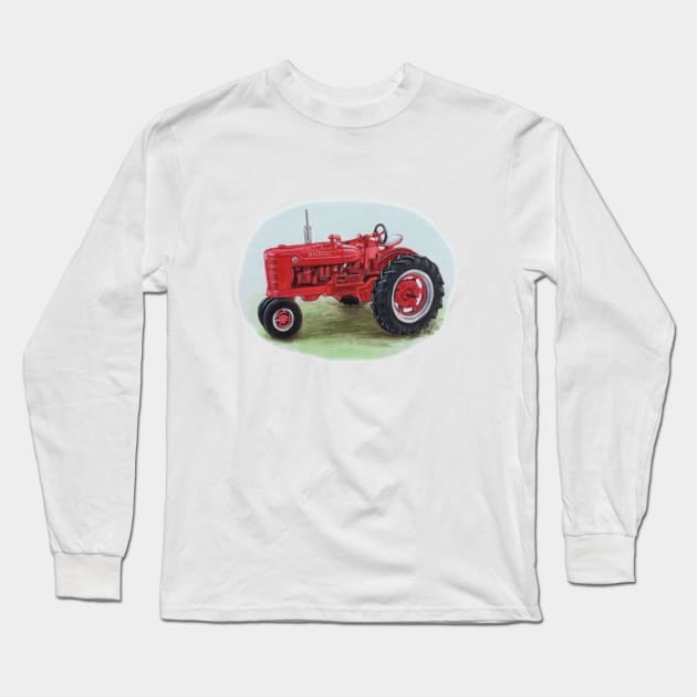 Farmall Tractor Long Sleeve T-Shirt by Sandra Warmerdam